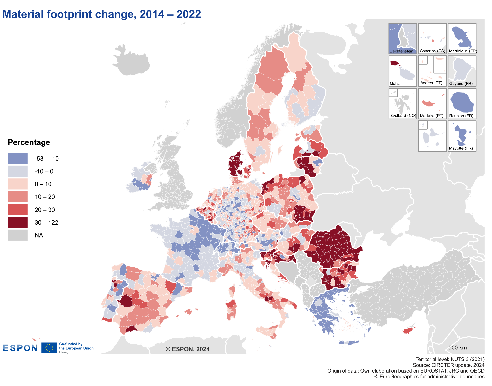 Material footprint change 2014-2022